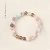 Pulsera de Tres Círculos de Cristales Multi-Preciosos, Pulsera Hermosa y Sencilla, Joyería Suave y Elegante, Estilo de Círculo Único, Joyería de Moda con Perlas para Mujeres