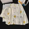 Pijama de Algodón Nube para Niños Otoño Invierno Cardigan de Encaje para Niñas Conjunto de Ropa de Casa de Manga Larga para Niñas Medianas y Grandes