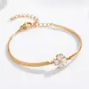 Pulsera de Acero de Titanio, Mitad Pulsera Mitad Cadena, Conserva el Color, Elegante, Joyería de Nicho, Lujo Ligero, Estilo Vintage, Gama Alta, Incrustada con Circonita, Pulsera con Brillo Fino