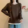 Blusa Feminina Derong de Manga Longa, Falsa Peça Dupla com Gola Dupla em Retalhos, Nova para Outono e Inverno, Solta e Emagrecimento
