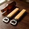 Abrebotellas de Cerveza de Mango de Madera Portátil Abrebotellas de Refresco Abridor Abrebotellas de Vino Levantador de Tapas Acero Inoxidable Abridor Creativo