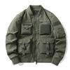 Chaqueta bomber para hombre, estilo béisbol retro americano, chaqueta de trabajo multibolsillos, chaqueta funcional, chaqueta de carga superior de tres pruebas