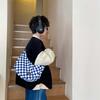 Bolsa Infantil Estilo Coreano Moda Moda Cool Homens e Meninas Crossbody Bolsa Grande Capacidade Viagem Ombro Bolsa Checkerboard Food Bag