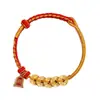 Pulsera de Cuerda Roja con Monedas de los Cinco Emperadores para Mujer Tejida a Mano con Cuerda Año del Zodiaco Pulsera Pequeña de Cuerda Roja y Oro Arena Regalos para Hombres y Mujeres