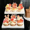 Decoraciones para Cupcakes del Festival de Medio Otoño 2026: "Las flores están floreciendo, la luna está llena, las bendiciones son abundantes para el Festival del Medio Otoño" toppers para cupcakes pointed