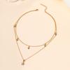 Collar de Aleación Estrella de Cinco Puntas Venta al por Mayor Nuevo Europeo y Americano Joyería Simple Incrustado de Diamantes Flor Personalizada Cadena de Clavícula Femenina Multicapa