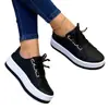 2024 Sapatos Casuais Femininos de Comércio Exterior Cadarço Frontal Bico Redondo Europeu e Americano Solado Grosso Sapatos Adesivos Transfronteiriços Tamanho Grande Sapatos Casuais