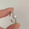 Anel de Dedo em Prata Pura S999 com Diamantes Cintilantes, Anel Minimalista de Moda Nicho Cubo de Açúcar, Acessório de Mão Elegante de Luxo Leve para o Dia a Dia Casual