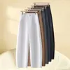 Pantalones de Pierna Ancha de Cintura Alta Personalizados Otoño/Invierno para Mujer, Adelgazantes, Buena Caída, Pierna Recta, Pantalones Casuales Sueltos, Versátiles para Ir al Trabajo, Eventos