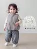 Chaleco acolchado, Conjunto de invierno para niñas, Camiseta interior para bebé niña, Jeans con forro polar, Conjunto de tres piezas, Ropa de invierno elegante para niños pequeños
