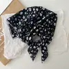 Pañuelo Cuadrado Floral Vintage Estilo Japonés Versátil Primavera y Verano Artístico Fresco Pequeño Pañuelo de Algodón Pañuelo Decorativo Delgado de Seda para Mujer
