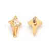Pendientes de Estrella de Cuatro Puntas Chapados en Oro de 18 Quilates de Titanio F136 Pendientes de Circonita Aleación de Titanio G23 Joyería para Perforaciones Tornillos para Hélice Auricular Tornillos para Concha Auricular
