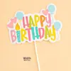 Balão Arco-Íris de Camada Dupla Feliz Aniversário Feliz Aniversário Decoração de Bolo Inserção Bandeira Colorida Inserção