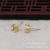 Pendientes Yiwu con base de circonita chapada en oro que preservan el color, 6 x 8, con pasador redondo con incrustaciones de diamantes, soporte de seis garras B294
