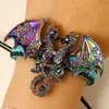 Pulseira Tecida à Mão com Dragão de Esmalte Vintage de Nicho Pulseira de Dragão Cravejada com Diamantes Transfronteiriça Europeia e Americana Joia Versátil Personalizada para Homens