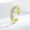 Anel de Amor com Design de Nicho Estilo Coreano Feminino Doce Leve Luxo Zircônia Alto Padrão Aberto Tendência