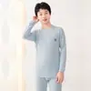 Conjunto de Ropa Interior Térmica Suave de Terciopelo para Adolescentes Niños y Niñas, Pijama de Algodón para Estudiantes de Secundaria y Preparatoria