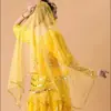 Diadema de Velos de Danza India para Adultos Pañuelo de Cabeza para Danza del Vientre Velo de Malla Tocado para Disfraz de Espectáculo Borla