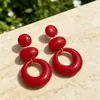 Brincos Ancora com Esmalte Vermelho Drip, Design Vintage de Luxo Leve, Brincos de Cristal Vermelho de Alta Qualidade, Novos Brincos 2025
