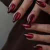 Unhas Postiças Estilo Ins Olho de Gato Vinho Adesivos de Unha Retrô 2026 Novas Unhas Postiças Reutilizáveis