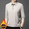 Explosiones Primavera y Otoño Camiseta de Manga Larga para Hombre Joven y de Mediana Edad Top Casual de Negocios Cuello Polo de Color Sólido Lote