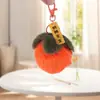 Pele de Coelho Imitada Pequeno Caqui Pom-Pom de Pele de Coelho Rex Coisas Boas Acontecem Pingente de Pelúcia Chaveiro de Carro Acessório de Bolsa