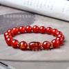 Pulseira de Ágata Vermelha Natural para Mulheres, Contas Redondas, Miçangas para DIY, Banhado a Ouro Doze Signos do Zodíaco, Ano de Nascimento, Contas Amuleto Tai Sui
