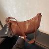 Bolsa croissant de textura nicho transfronteiriça feminina casual nova moda versátil bolsa mensageiro simples de ombro único bolsa bolinho