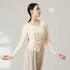Novo Traje de Prática de Dança Moderna com Manga Longa Dança Clássica Chinesa Top Traje de Dança Feminino Cordão