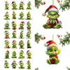Adornos Navideños del Grinch Decoraciones Navideñas Decoraciones para Ventanas Montaje de Escena Adornos Montados en Coche de Cabello Verde
