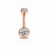 Clavos de Ombligo de Doble Diamante Coloridos Venta al por Mayor Combinación Simple de Acero Inoxidable Transfronteriza Europea y Americana Juego de Joyería para Piercing de Bola Super Brillante