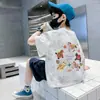Camiseta de Manga Curta para Meninos Ano do Cavalo 2026 Novo Estilo para Crianças Maiores, Camiseta Top Estilosa de Algodão Puro para Meninos no Verão