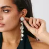 Pendientes Colgantes de Corazón Grande Exagerados Franceses Joyería Transfronteriza Europea y Americana Pendientes de Flor de 4 Pétalos Estéreo Dulces y Frescos