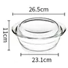 Suministro directo de fábrica Tazón de vidrio de borosilicato alto con tapa y dos asas olla para sopa apta para microondas, horno y refrigerador Olla de cristal