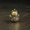 Llavero de Gato de la Suerte de Latón Macizo Retro Chino Cuerda Tejida Cobre Monedas de los Cinco Emperadores Colgante para Llave de Coche Original