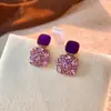 Pendientes Morados de Flor Micro-pavimentados para Mujer Super Hermosos Únicos Bonitos Pendientes de Botón Nuevo Estilo 2026 Populares de Alta Venta Accesorios para Pendientes