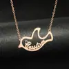 Collar de Pájaro Dulce y Fresco DIY Patrón Inglés Conjunto Joyería Cadena en Forma de O de Acero Inoxidable Lujo Accesible Colgante Hombres y Mujeres Al por Mayor