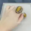 Novo anel de olho de tigre natural cristal de gelo ponto de broca requintado moda europeia e americana retenção de cor chapeamento atacado de fábrica