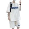 Traje deportivo casual americano Waffle para hombre, de verano, de talla grande, elegante, moderno, pantalones cortos, conjunto de manga corta, ropa de verano fina