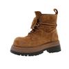 Botas para Mujer 2025 Nuevas Primavera y Otoño Piel Suave Dos Usos Botas de Ruibarbo Estilo Británico Versátiles Plegables de Caña Corta con Suela Gruesa