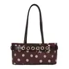 Bolso Tote Baguette Vintage de Gamuza con Lunares para Mujer 2026 Modelo Nuevo de Gama Alta Lujo Ligero Nicho Bolso de Hombro Único para Viajes de Negocios para Mujer