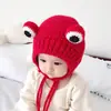Gorro Infantil Otoño e Invierno Hecho a Mano Lindo Dibujo Animado Orejas de Rana Gorro de Lana Cálido Tejido