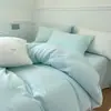 Sábana de cama de gasa de doble capa Clase A de una sola pieza, gorro de cama, funda de edredón de algodón puro 200x 230 individual y doble funda de edredón de color sólido