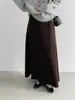 Saia Fina como Papel ~ Saia A-Line Drapeada de Cor Sólida Estilo Commuter para Mulheres, Emagrecedora com Bainha Larga J8203