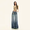 Jeans Laranja Infantil # Novo Estilo Outono e Inverno Jeans Largo de Perna Larga para Mulheres, Solto, Slim e com Caimento, Calças Casuais e Versáteis de Comprimento Total
