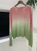 Suéter de lã fleece transfronteiriço para mulheres, suéter de puxar, novo design de gola redonda em cor gradiente de outono e inverno, suéter de tricô para mulheres