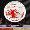 Ornamentos de Prato Cerâmico de Porcelana Óssea Jingdezhen Novo Estilo Chinês Decorações para Casa Prato Artesanal Prato para Escritório Sala de Estar
