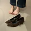 Zapatos Mary Jane Negros con Punta Francesa y Lazo para Mujer 2026 Otoño/Invierno Nuevos Zapatos de Vestir con Una Correa Versátiles Aumentadores de Altura Interior