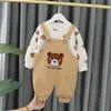 Traje de Primavera 2025 para Niños Conjunto de Peto de Oso para Niños Pequeños Traje de Primavera de Manga Larga Unitalla Venta al por Mayor
