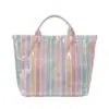 Bolsa Tote de Gelatina Listrada Colorida em PVC para Mulheres Baigou Fabricante Original Mercadorias à Vista Transfronteiriças Personalizável Pode Imprimir Logo